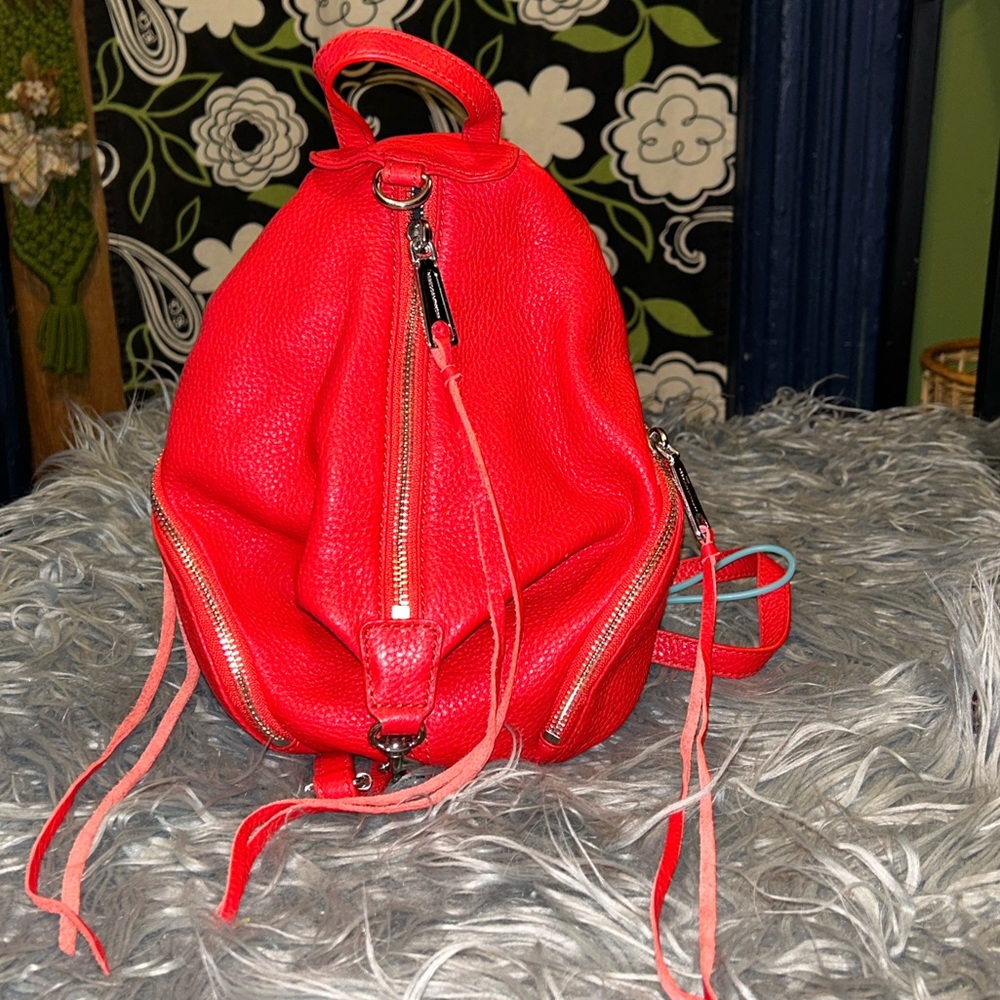 Rebecca Minkoff Mini Julian Red Leather Backpack